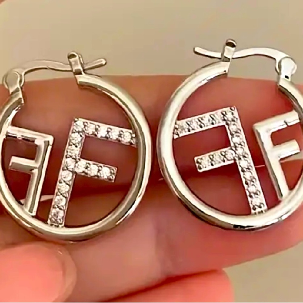 Silver Fendi Style Earrings